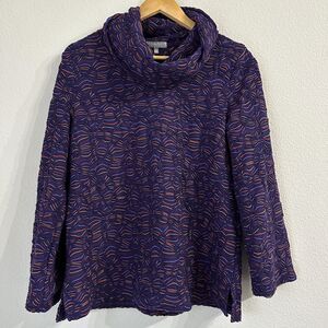Habitat Sweater Top Tunic Cowl Neck Long Sleeve Boho Texture Relaxed Hippie S